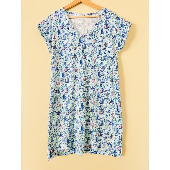 Vineyard Vines Sailboat Sailing Dress 100% Cotton Women's Dress Summer A-Line M - Picture 2 of 5